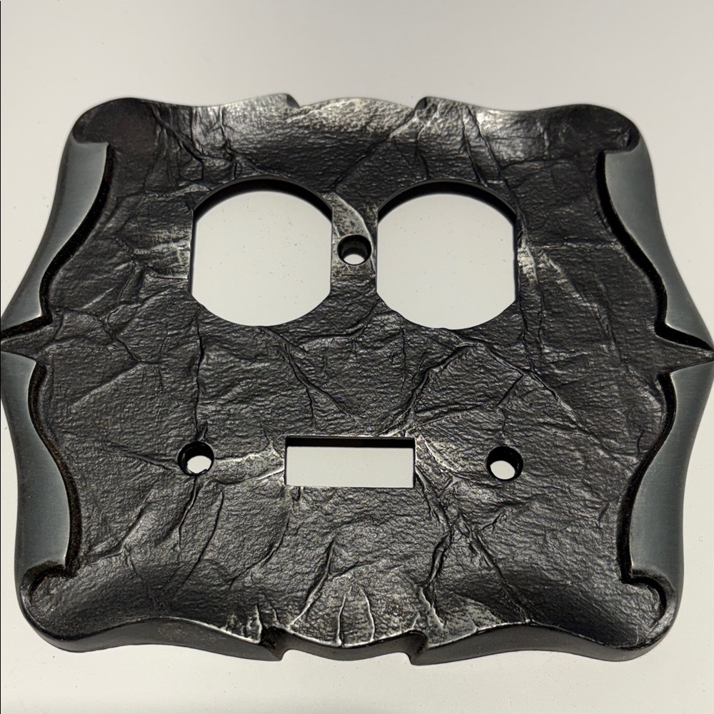 Black Textured Double Outlet Cover